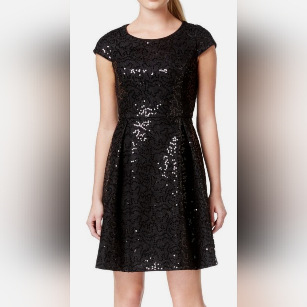 Calvin Klein black sequins mini dress, size 12